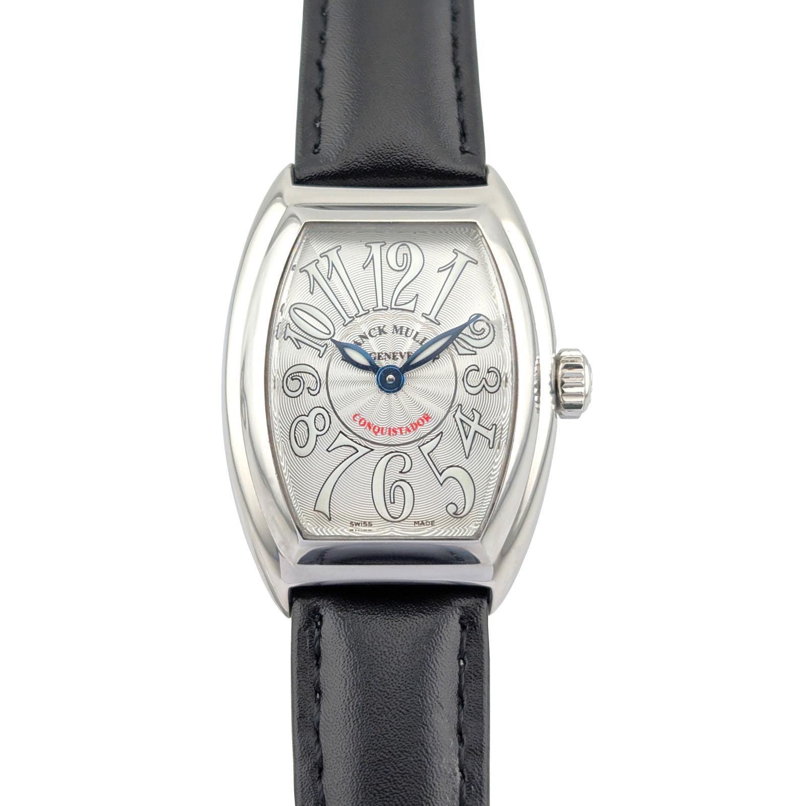 Franck Muller 8005LQZ Conquistador Silver on Leather 28mm ~2000s