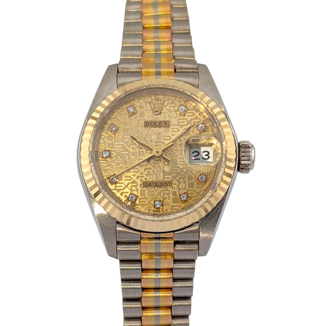 Rolex 69179GBIC Lady-Datejust Tridor Champagne Diamond Jubilee Dial 26mm 1988 Box Papers