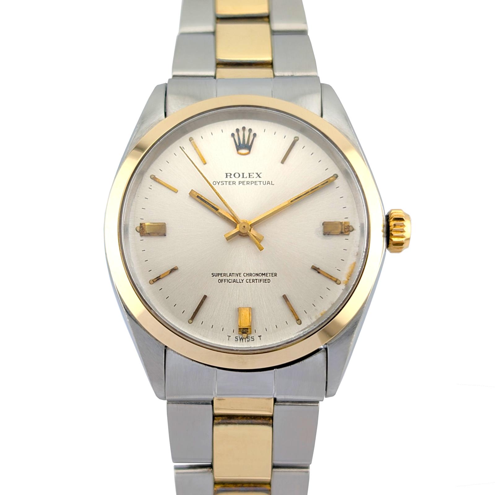 Rolex 1002 Oyster Perpetual 34 Two Tone Silver Dial on Oyster 34mm 1969