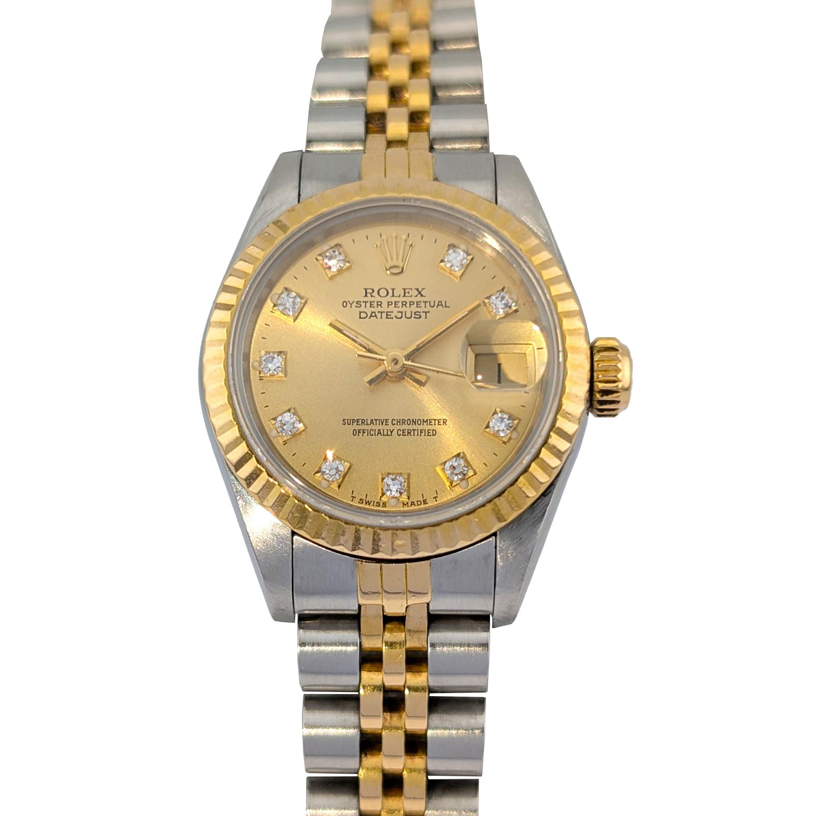 Rolex 69173G Lady-Datejust Two Tone Champagne Diamond Dial 26mm 1988 R-Serial
