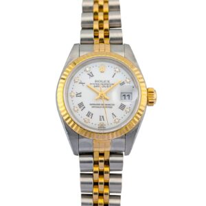 Rolex 79173G Lady-Datejust Two Tone White Roman Diamond Dial 26mm 2000 P-Serial