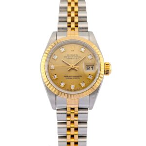 Rolex 69173G Lady-Datejust Two Tone Champagne Diamond Dial 26mm 1995 Box & Papers S-Serial