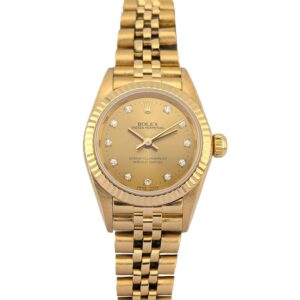 Rolex 76198G Oyster Perpetual 18k Gold Champagne Diamond Dial 2002 Y-Serial