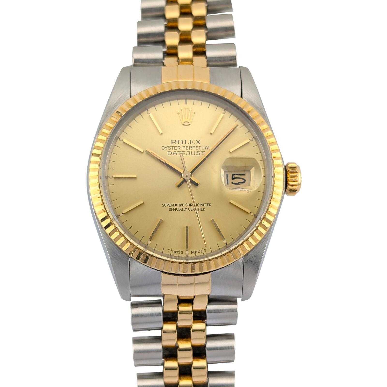 Rolex 16013 Datejust 36 Two Tone Champagne Dial 36mm 1984