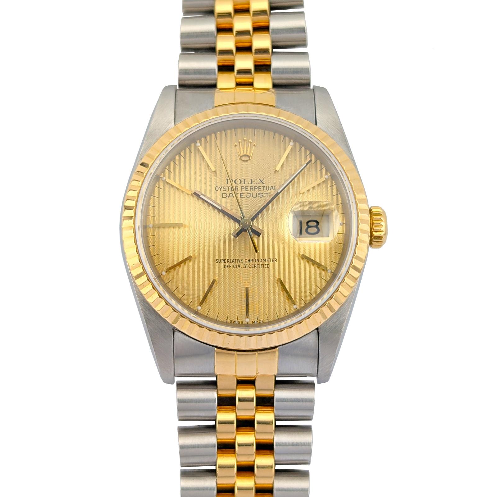 Rolex 16233 Datejust 36 Champagne Tapestry Dial 36mm 1989 L-Serial