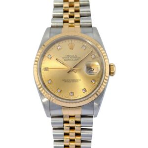 Rolex 16233G Datejust 36 Champagne Diamond Dial 36mm 1990 E-Serial
