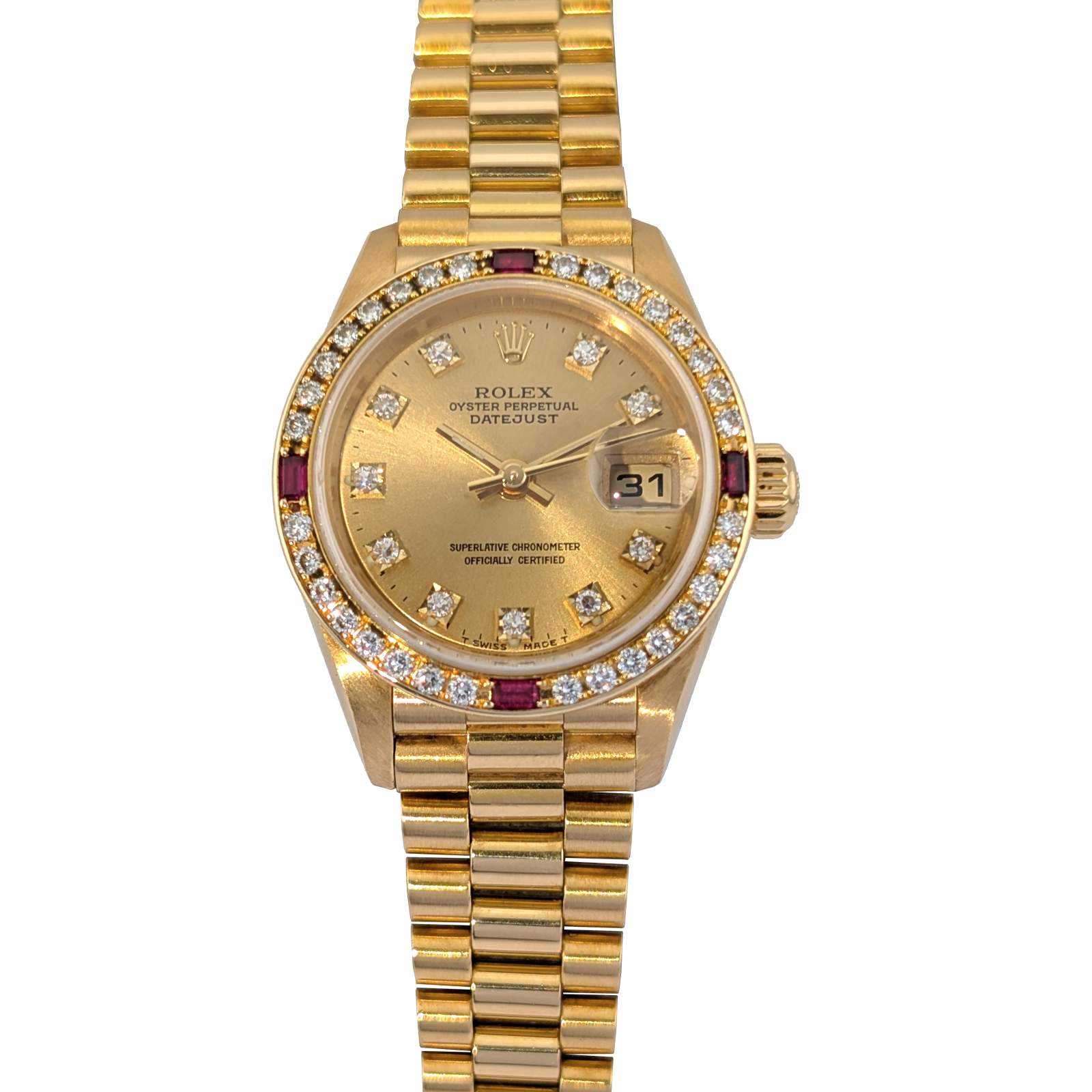 Rolex 69068G Lady-Datejust 18k Yellow Gold Factory Diamonds 26mm 1993 S-Serial