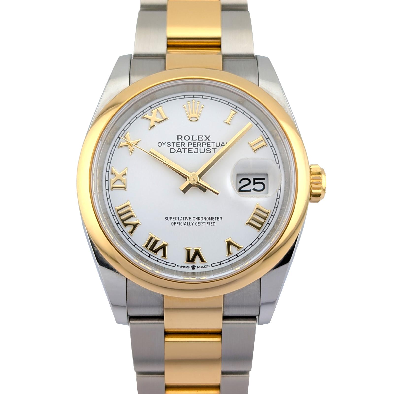 Rolex 126301 Datejust Two Tone White Roman Dial 41mm 2023 Box Papers