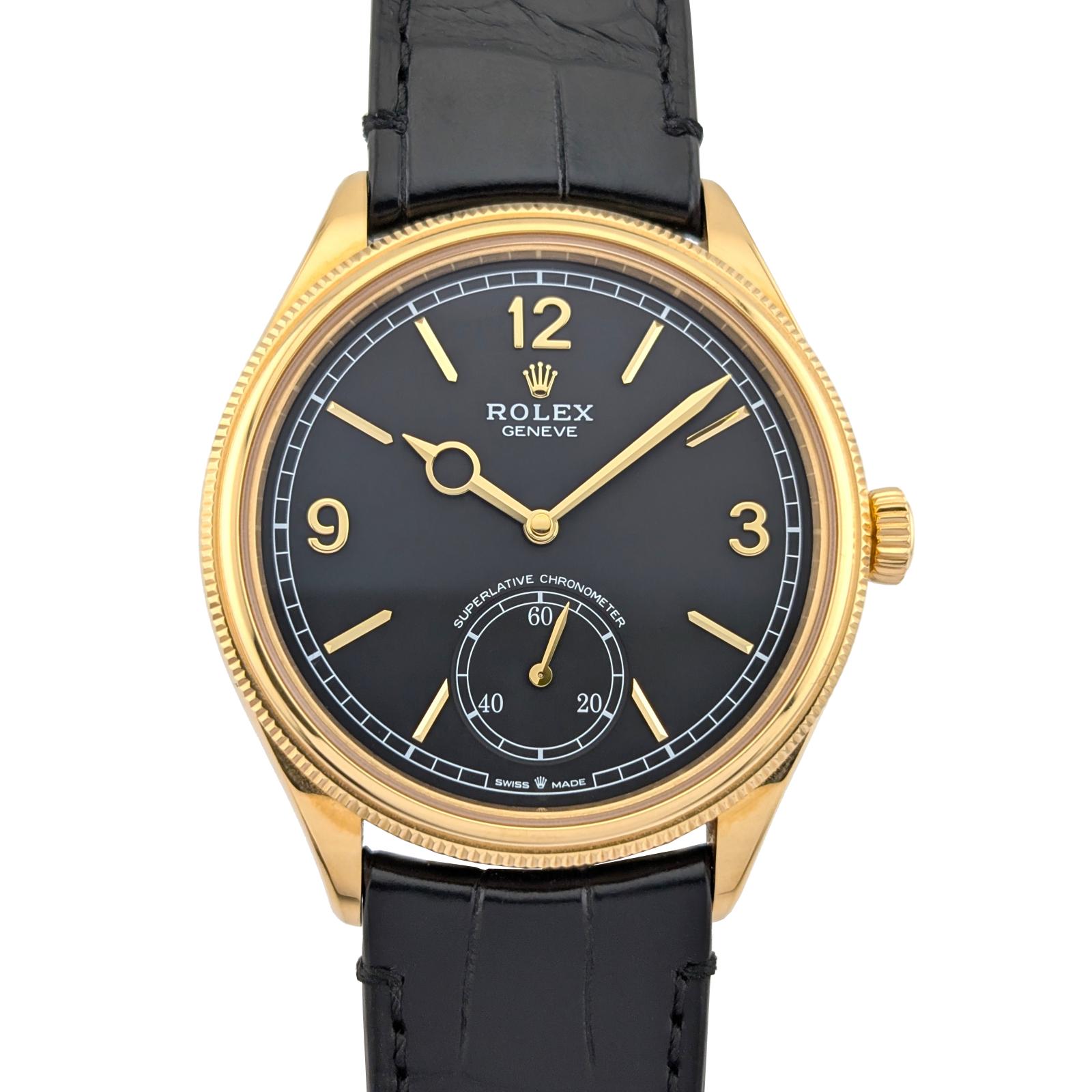 Rolex 52508 1908 18k Yellow Gold Intense Black Dial 39mm 2023 Box Papers
