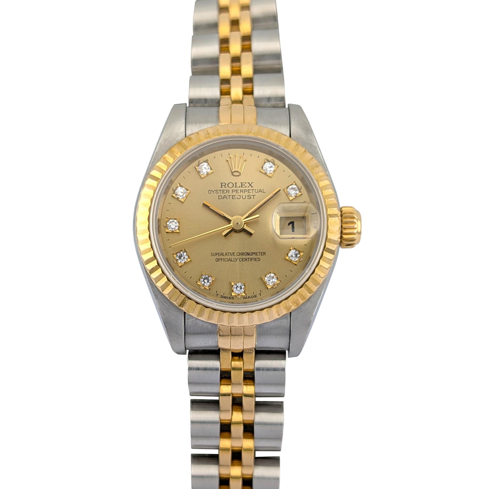 Rolex 69173G Lady-Datejust Champagne Diamond Dial 26mm 1994 Box Papers S-Serial