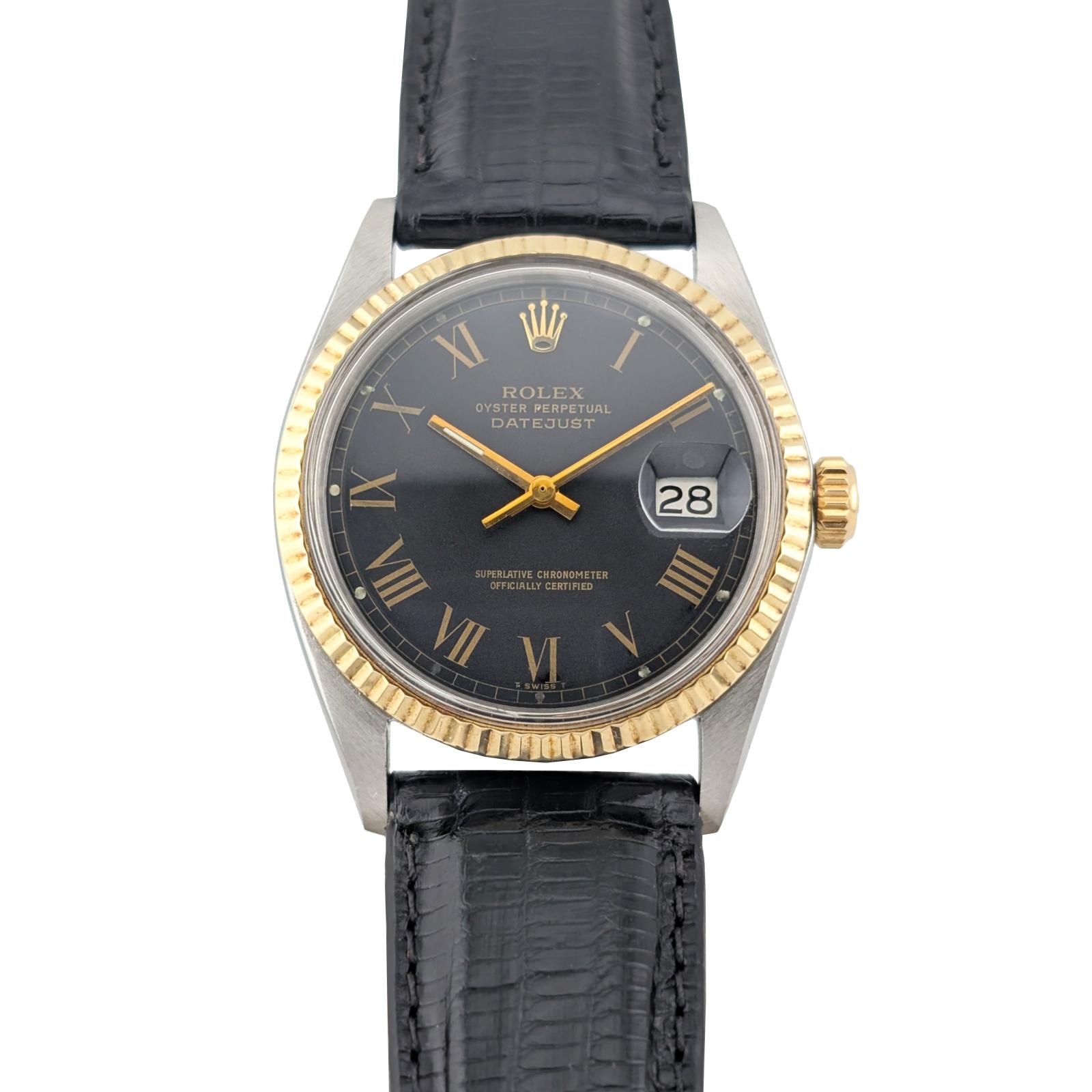 Rolex 1601 Vintage Datejust 36 Two Tone Black Buckley Dial 36mm 1971
