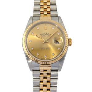 Rolex 16233G Datejust 36 Champagne Diamond Dial 36mm 1991 X-Serial