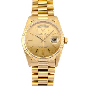 Rolex 18238 Day-Date President 18k Yellow Gold Champagne Dial 36mm 1995 Box & Papers