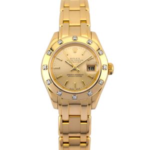 Rolex 80318 Pearlmaster Yellow Gold Diamond 29mm 2001 Box & COA