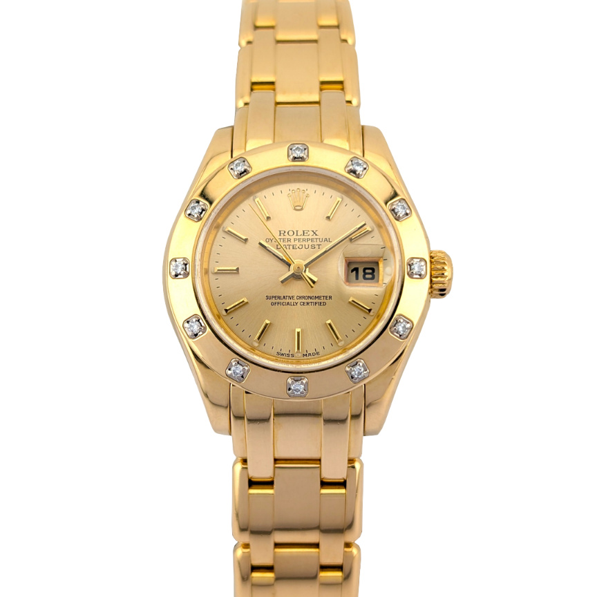 1 Rolex 80318 Pearlmaster Yellow Gold Diamond 29mm 2001 Box & COA